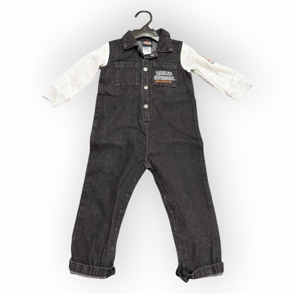 Harley-Davidson Infant B&S Denim Black Work Shop Coveralls Item #3060102 12/18M